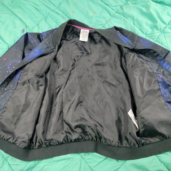 Disney Store Girls 9/10 Star Wars Jacket Black Galaxy Pink Logo Back - Picture 6 of 11